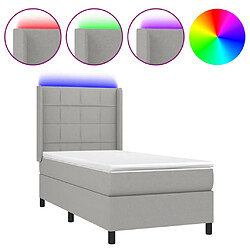 vidaXL Sommier à lattes de lit matelas LED Gris clair 80x200cm Tissu