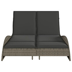 Acheter Maison Chic Chaise longue avec coussins, Transats, Bain de Soleil gris 114x205x73 cm résine tressée