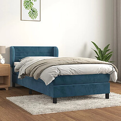 Maison Chic Lit Adulte - Lit simple Lit à sommier tapissier avec matelas moelleux - Meuble de Chambre - Bleu foncé 90x190 cm -MN96512