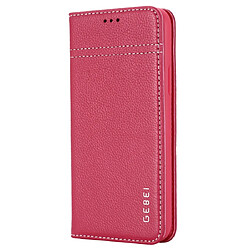 Wewoo Coque Pour iPhone 11 Pro GEBEI Etui de protection en cuir à rabat avec support et fentes cartes Rose Rouge