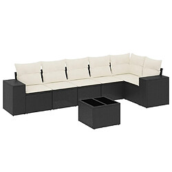 Maison Chic Ensemble Tables et chaises d'extérieur 7pcs avec coussins,Salon de jardin noir résine tressée -GKD783505