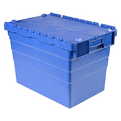 Bac de stockage navette avec couvercle en plastique bleu - 78 litres