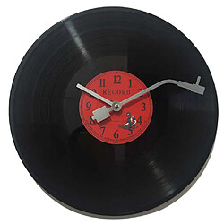 horloge murale vintage quartz ronde cd vinyle noir record horloge décor rouge