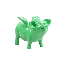 Stoobz Tirelire cochon avec ailes en résine 14 x 25 x 15 cm vert citron.