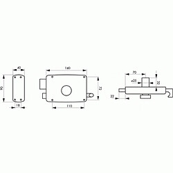 Avis Thirard Serrure en applique horizontale à tirage et bouton pour porte de garage, cylindre Ø 25 dépassant de 32 mm 3 clés droite