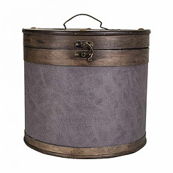 Avis Boîte de rangement avec couvercle Alexandra House Living Marron Gris PVC Bois Métal 30 x 27 x 30 cm Ronde