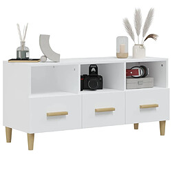 Acheter Maison Chic Meuble TV scandinave - Banc TV pour salon Blanc 102x36x50 cm Bois d'ingénierie -MN55089