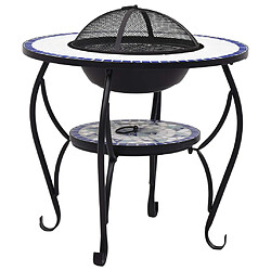 vidaXL Table de foyer mosaïque Bleu et blanc 68 cm Céramique