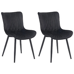 Decoshop26 Lot de 2 chaises de salle à manger coutures décoratives en PVC noir et pieds en métal noir 10_0001677