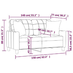 vidaXL Canapé 2 places avec oreillers cappuccino 140 cm similicuir pas cher