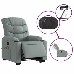 Maison Chic Fauteuil Relax pour salon, Fauteuil inclinable de massage électrique Gris clair Tissu -GKD66868 pas cher