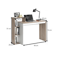 Acheter Toilinux Bureau au design scandinave Isidor - L. 110 x H. 91 cm - Couleur bois et blanc