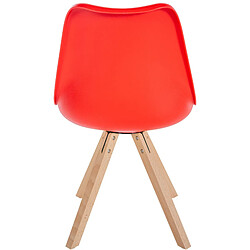 Acheter Decoshop26 Chaise de salle à manger x1 style scandinave assise en plastique rouge et pieds carrés en bois clair 10_0001455