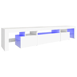 vidaXL Meuble TV avec lumières LED Blanc 215x36,5x40 cm