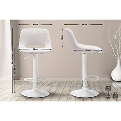 Acheter Decoshop26 Tabouret de bar chaise haute x1 avec repose-pieds en tissu crème piètement métallique blanc 10_0004617