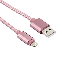 Wewoo Câble or rose pour iPhone X / 8 et ampère 8 Plus / 7 & 7 Plus / 6 & 6s & 6 Plus & 6s Plus / iPad Tête en métal de 2m de style tissé 84 noyaux Lightning 8 broches à de données / chargeur d'USB 2.0,