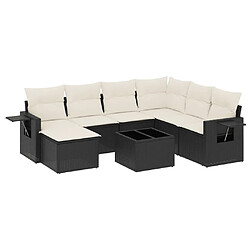 Maison Chic Ensemble Tables et chaises d'extérieur 8 pcs avec coussins,Salon de jardin noir résine tressée -GKD553322