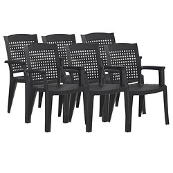 Pegane Lot de 6 chaises de jardin empilables en résine coloris Gris - Longueur 59 x Profondeur 60 x Hauteur 87 cm