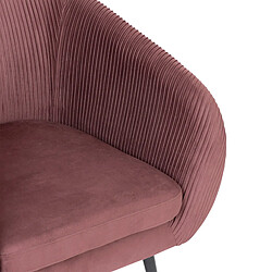 Pegane Fauteuil en velours coloris prune - Longueur 74 x Profondeur 70 x Hauteur 78 cm