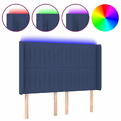 Maison Chic Tête de lit scandinave à LED,meuble de chambre Bleu 147x16x118/128 cm Tissu -MN87943