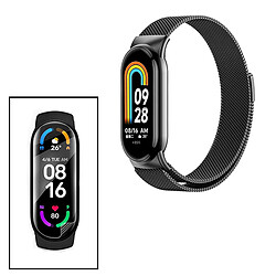 PHONECARE Kit Bracelet Milanese Loop Fermoir Magnétique + Film Protectora D'écran Gel Full Cover pour Xiaomi Mi Band 8 - Noir