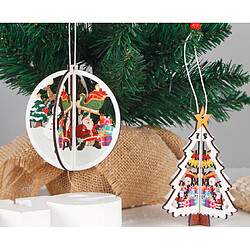 C164 4PCS Célébration de Noël Fournitures d'arbre de Noël creux en bois Pendentif Christmas Décoration Pendentif Bell