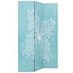 Helloshop26 Paravent séparateur de pièce cloison de séparation décoration meuble pliable 120 cm papillon bleu 0802046