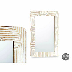 Gift Decor Miroir mural Blanc Marron Bois de manguier Courbe 90 x 60 x 2 cm