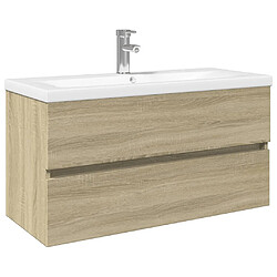 vidaXL Ensemble de meubles de bain 2pcs céramique et bois d'ingénierie