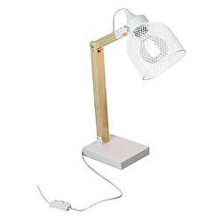 Avis Home Deco Light Lampe de bureau style industriel métal et bois blanc.