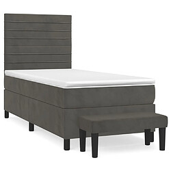 vidaXL Sommier à lattes de lit et matelas Gris foncé 90x200 cm Velours