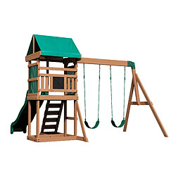 Backyard Discovery Buckley Hill Aire de jeux en bois | Aire de Jeux Extérieur avec balançoire / toboggan / bac de sable / échelle | Balancoire Exterieur avec Toboggan, Portique Balancoire Exterieur