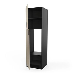 Avis Dansmamaison Colonne de cuisine 2 portes battantes 60 cm Noir/Chêne - ABINCI