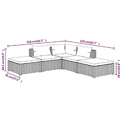 vidaXL Salon de jardin 5 pcs avec coussins Résine tressée Gris pas cher