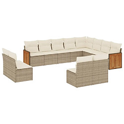 Maison Chic Salon de jardin avec coussins 12 pcs | Ensemble de Table et chaises | Mobilier d'Extérieur beige résine tressée -GKD28416