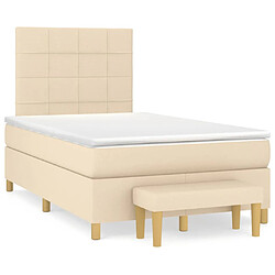 vidaXL Sommier à lattes de lit avec matelas Crème 120x200 cm Tissu