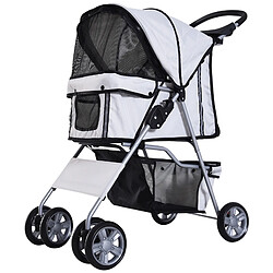 Pawhut Poussette buggy pliable pour chiens tissu 600D Oxford imperméable 4 roues gris