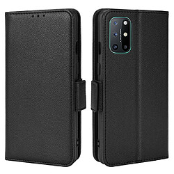 Etui en PU texture litchi, fermoir magnétique, anti-chocs avec support, noir pour votre OnePlus 8T