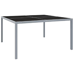 vidaXL Table de jardin 130x130x72 cm Gris Acier et verre