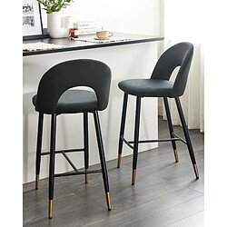 Beliani Tabouret de bar Set de 2 Velours Noir FALTON