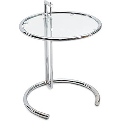 ICONIK INTERIOR Table d'appoint ronde ajustable - Verre et acier - Lake Acier