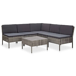 Maison Chic Salon de jardin 6 pcs + coussins - Mobilier/Meubles de jardin - Table et chaises d'extérieur Résine tressée Gris -MN50272