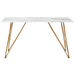 Acheter Beliani Table à manger effet marbre blanc et dorée 140 x 80 cm KENTON