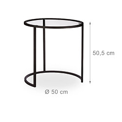 Helloshop26 Lot de 2 tables basse d'appoint verre gigogne noir 13_0002660