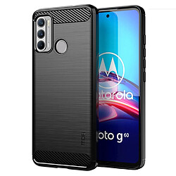 Mofi Coque en TPU Conception en fibre de carbone brossée flexible bien protégée noir pour votre Motorola Moto G60/G40 Fusion