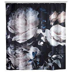 WENKO Rideau de douche design Peony - Polyester - 180 x 200 cm - Noir