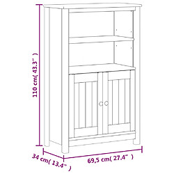 vidaXL Armoire de salle de bain BERG blanc 69,5x34x110 cm pin massif pas cher