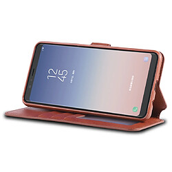 Wewoo Housse Coque Pour Galaxy A7 2018 AZNS Texture du mollet Etui en cuir avec rabat horizontal magnétique PU supportfentes cartes et cadre photo Marron pas cher