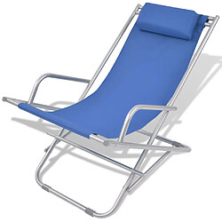 vidaXL Chaises inclinables de terrasse lot de 2 Acier Bleu