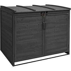 Decoshop26 Abri de poubelles extérieur conteneurs à ordures jusqu'à 4 bacs en bois anthracite MDJ04172